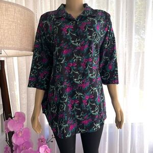 Box Office Vibrant Floral Button Up Vintage Top Size L Large Vintage Women’s